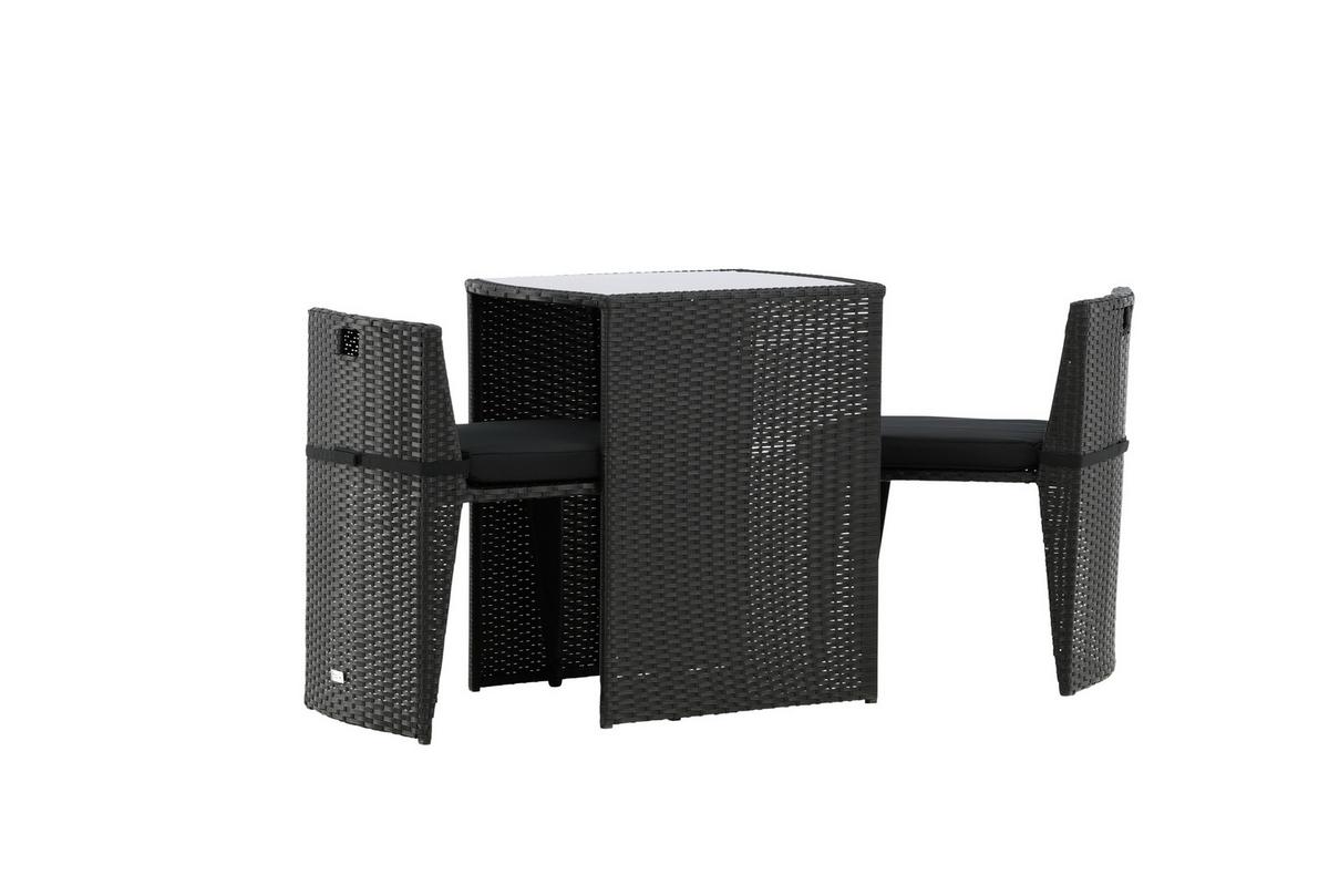 Balkonmöbel Set Savanna Metall/kunststoff Mit Kissen - Schwarz/Grau, KONVENTIONELL, Kunststoff/Textil - Gardenson