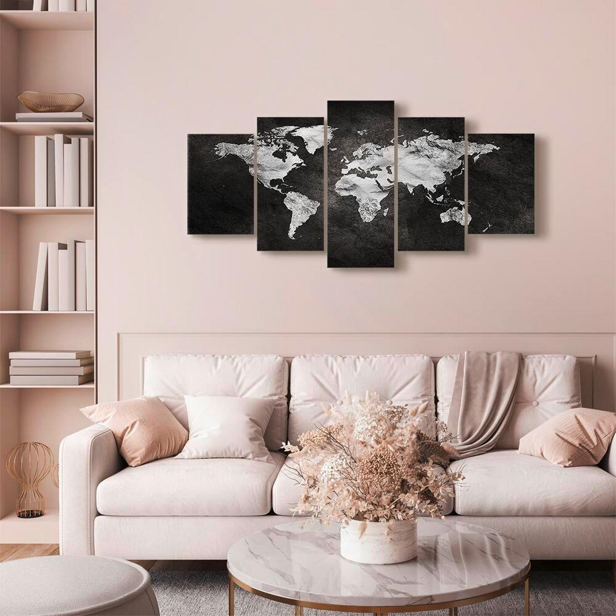Leinwandbild Dark World Grau Schwarz B: 200 cm - Schwarz/Grau, Basics, Holzwerkstoff/Textil (200/100/1,5cm) - artgeist