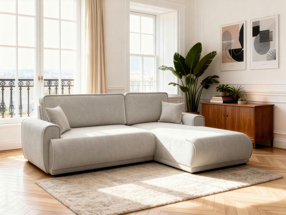 Ecksofa Albia Greige, Lf: 202x128cm - Greige/Schwarz, Trend, Holz (248/170cm)