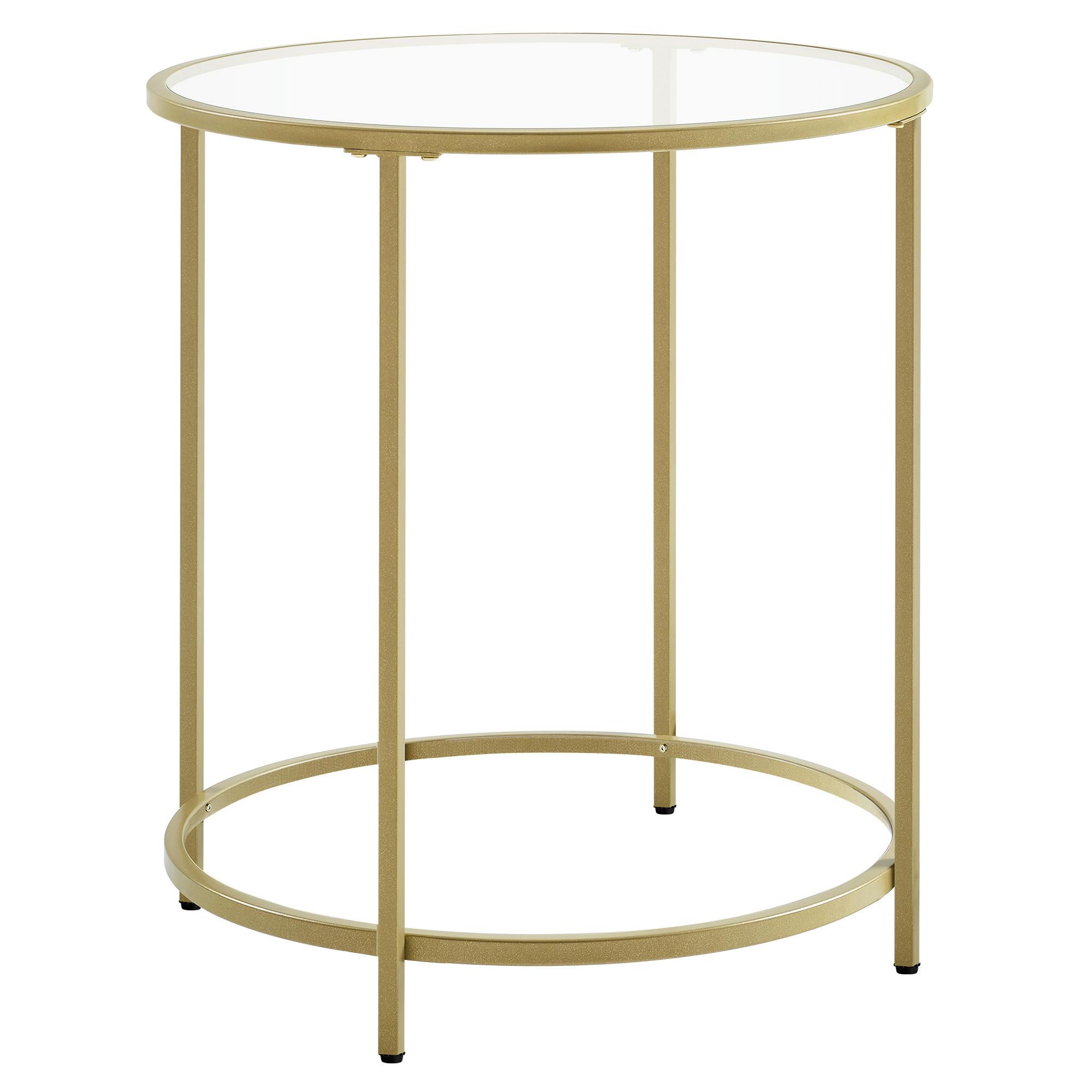 Beistelltisch mit Glasplatte Goldfarben - Goldfarben, Trend, Glas/Metall (50/50/55cm) - Boxxx