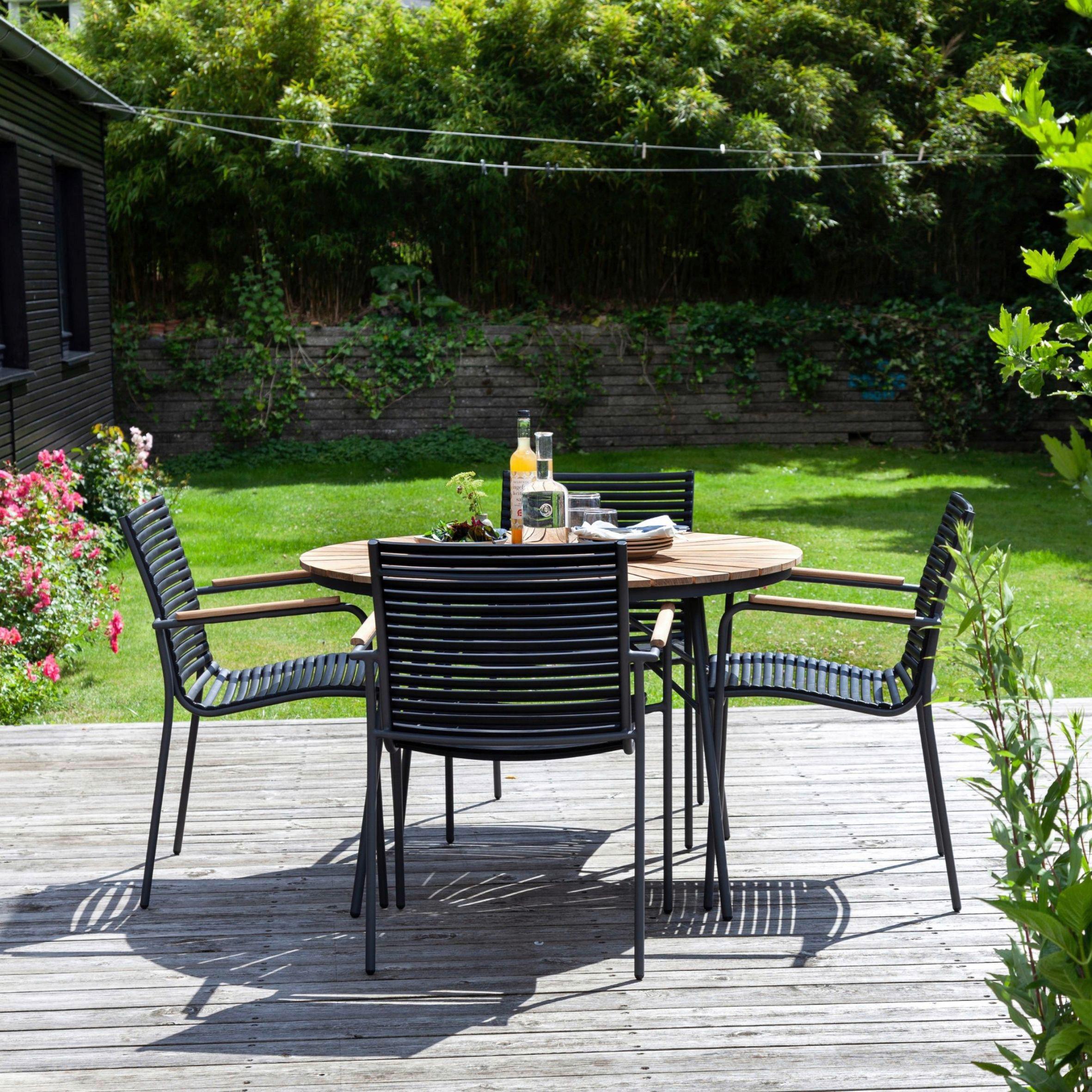 Gartenmöbel Set 5-Tlg Ellen aus Teakholz/Kunststoff - Anthrazit/Schwarz, Natur, Holz/Kunststoff - Gardenson