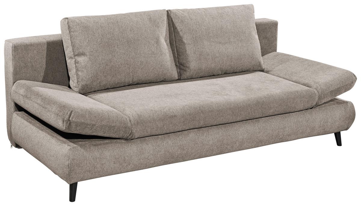 Schlafsofa Sunny 3Dl Taupe B: 212 cm - Taupe/Schwarz, KONVENTIONELL, Holzwerkstoff/Textil (212/88/101cm) - MID.YOU