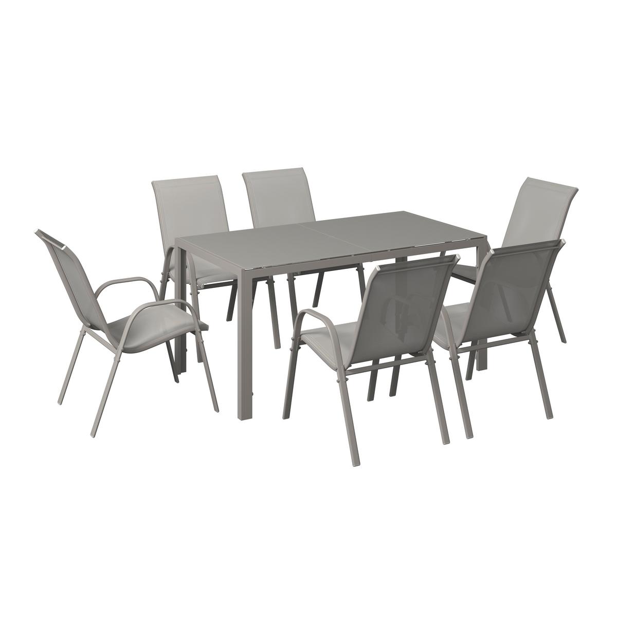 Gartenset Barcelona - Beige, MODERN, Glas/Textil (150/73/80cm) - Beldano