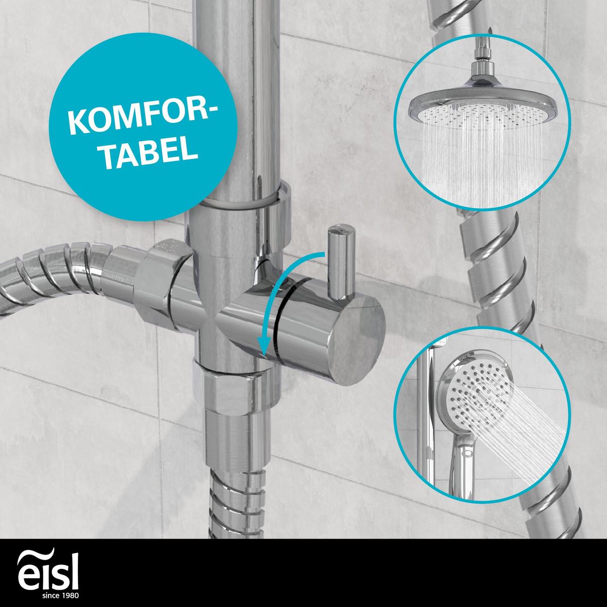 Brausegarnitur Sommerregen Chrom Verstellbar Anti-Kalk - Chromfarben, Design, Kunststoff (24/100,5cm) - Schütte