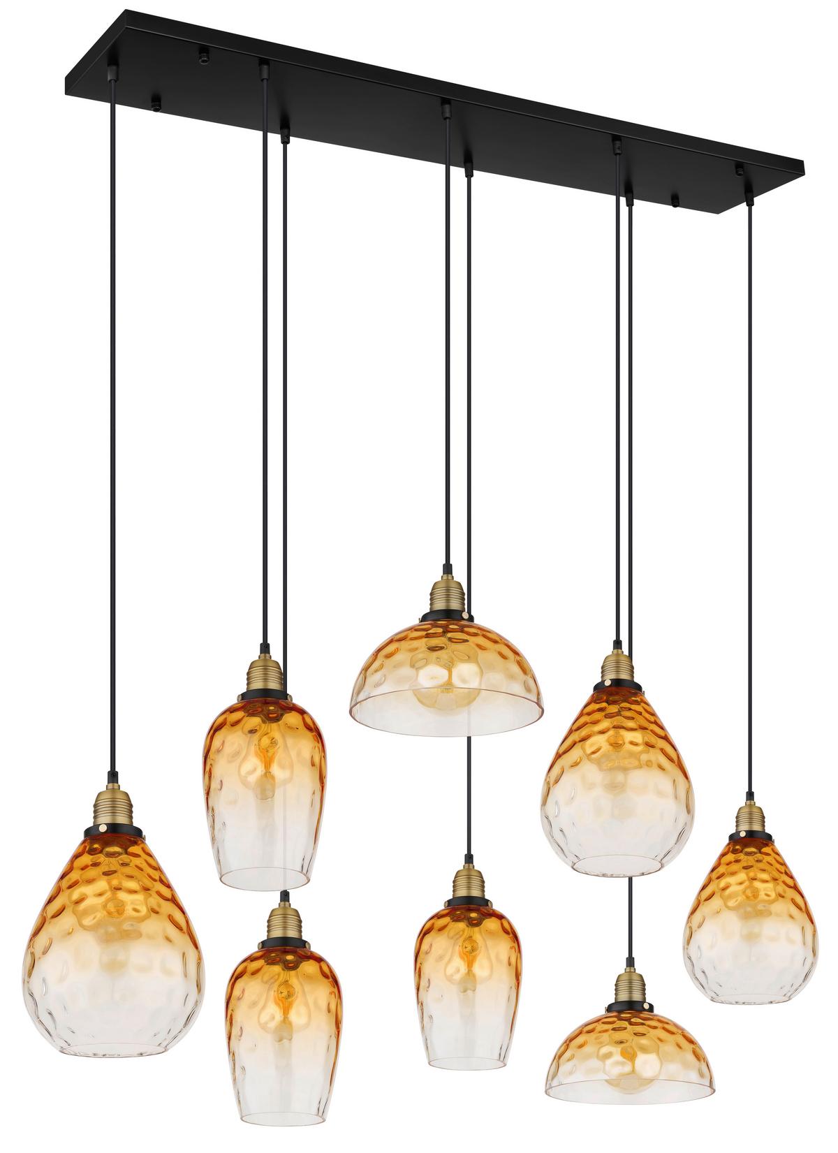 Hängeleuchte Exkl. 8xe27, 60w - Klar/Messingfarben, Basics, Glas/Metall (125/41/130cm) - Globo