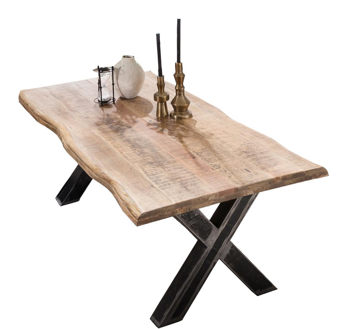 ESSTISCH Schwarz/Naturfarben L: 200cm - Schwarz/Naturfarben, MODERN, Holz/Metall (200/100/76cm) - MID.YOU