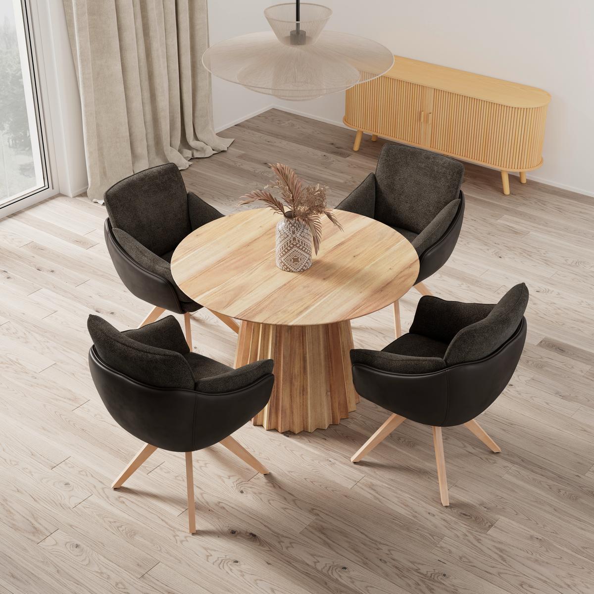 Židle s područkami Alja, hnědá - barvy buku/hnědá, Moderní, kov/dřevo (66/89/62cm) - Bessagi Home
