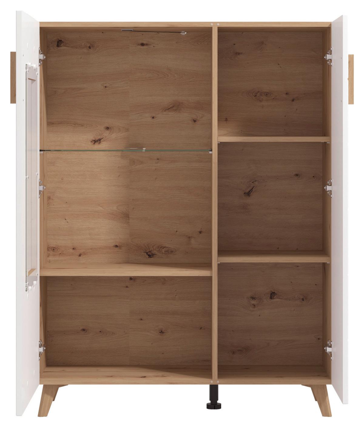 Vitrin Bretagne 2 Ajtó - tölgyfa színű/fehér, Modern, faalapú anyag (96/125,5/35cm) - Best Price