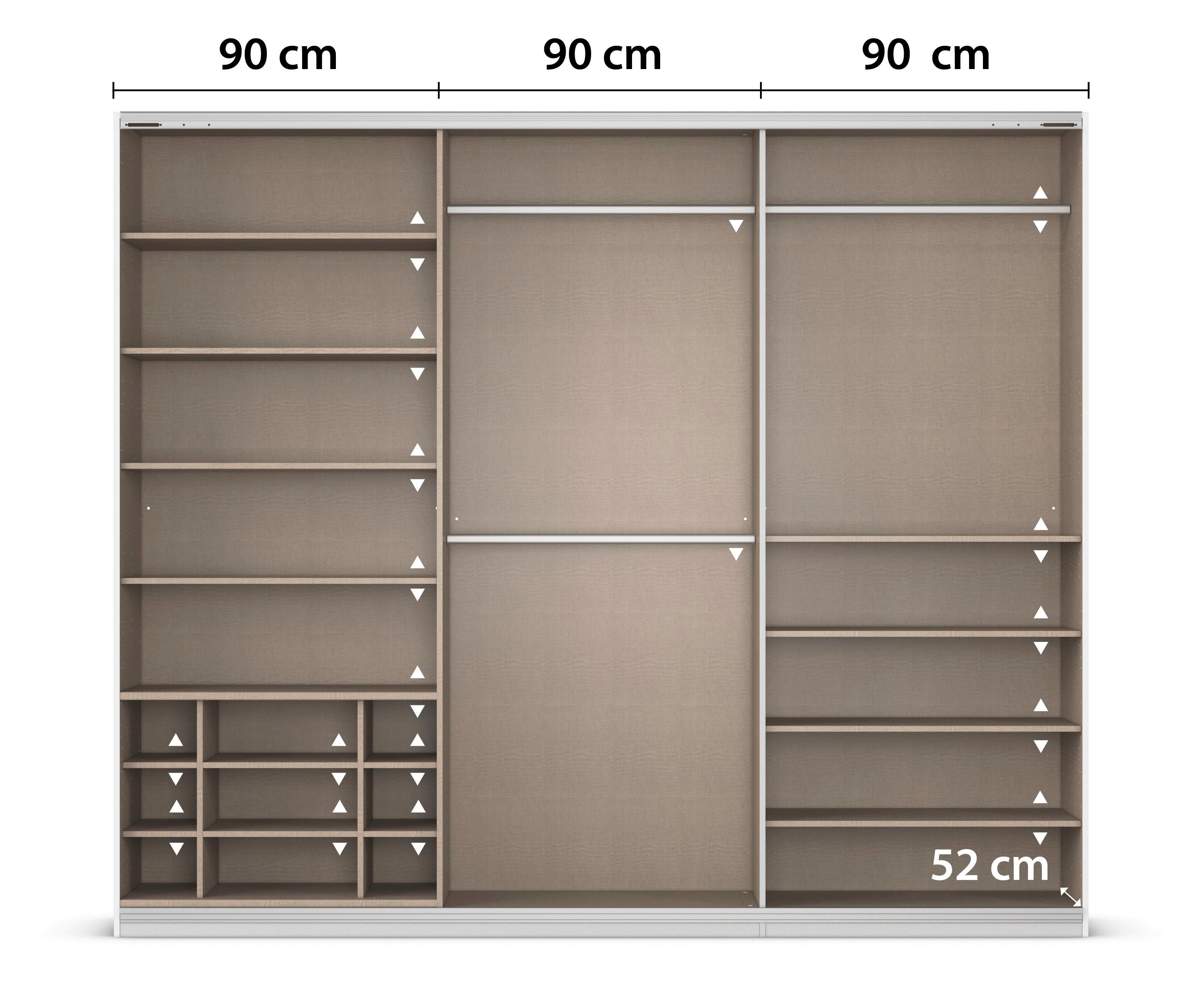 Šatní skříň KULMBACH - barvy dubu/barvy hliníku, Konvenční, kov/kompozitní dřevo (271/229/62cm) - Mömax