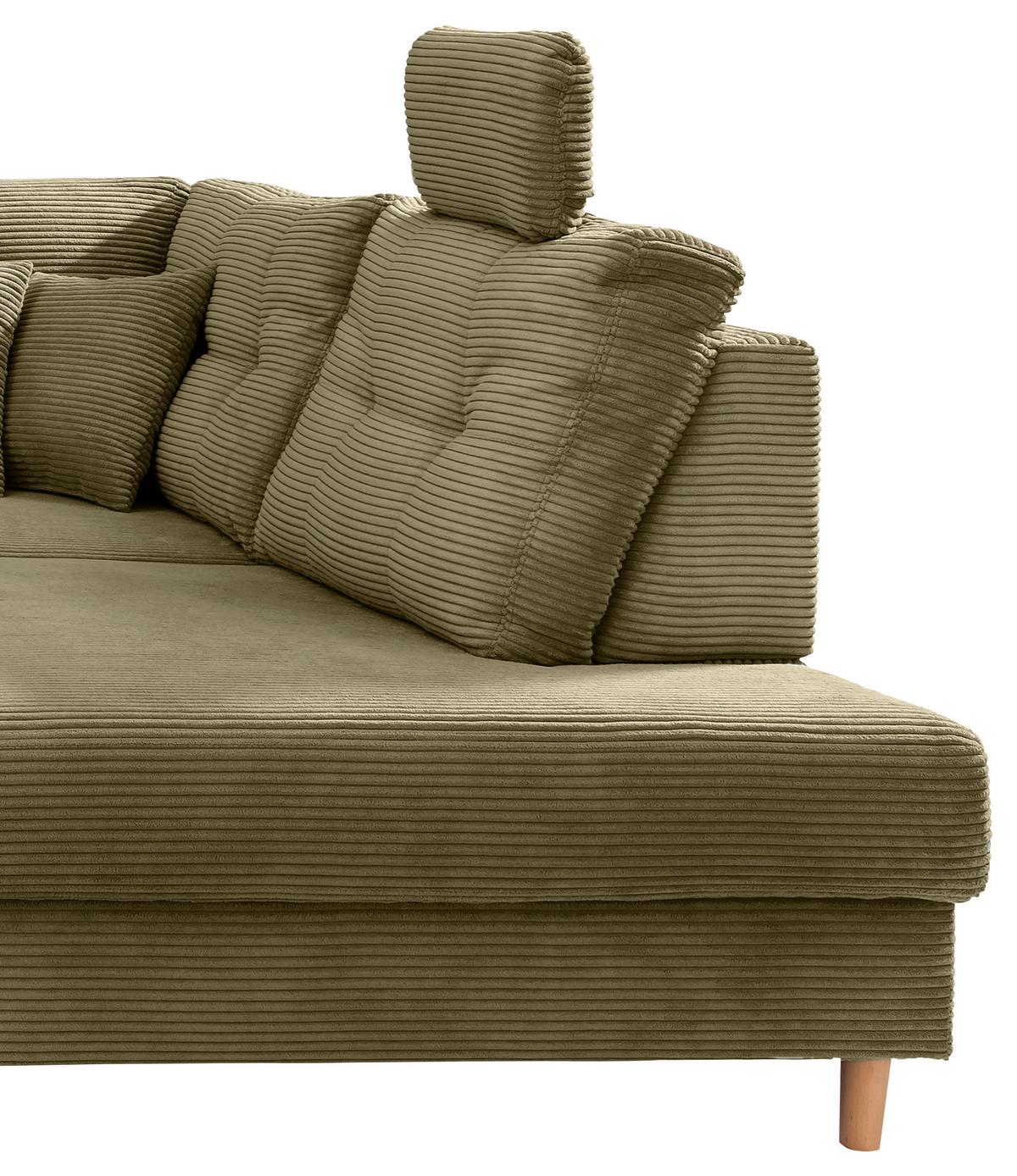 Wohnlandschaft Brizzini mit Schlaffunktion, Olivgrün - Naturfarben/Olivgrün, MODERN, Textil (176/338-352/206cm) - Livetastic