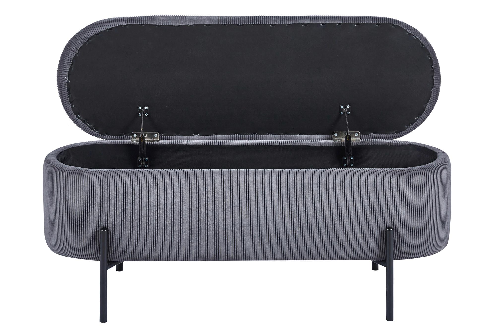 Hockerbank Grau B: 110 Cm - Schwarz/Grau, MODERN, Textil (110/44/40cm) - Livetastic