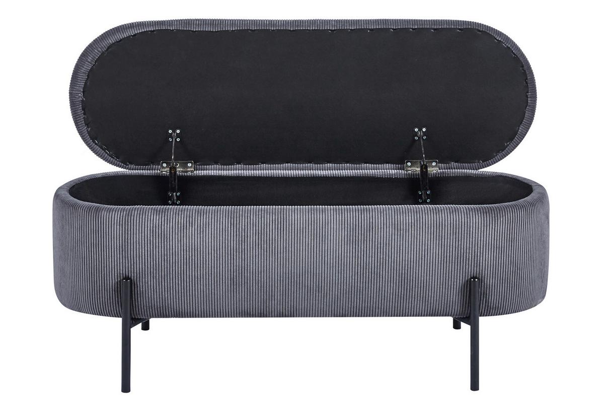 Hockerbank Grau B: 110 Cm - Schwarz/Grau, MODERN, Textil (110/44/40cm) - Livetastic