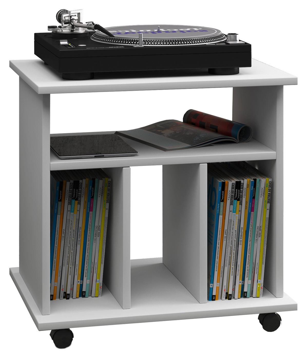 Schallplattenregal Mit Rollen Retal 60 Cm, Weiß - Weiß, Basics, Holz/Holzwerkstoff (60/59/45cm) - MID.YOU