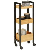 Univerzální vozík ANNI *CENOVÝ TRHÁK* - černá/přírodní barvy, Moderní, plast/přírodní materiály (28,5/79/19cm) - Based