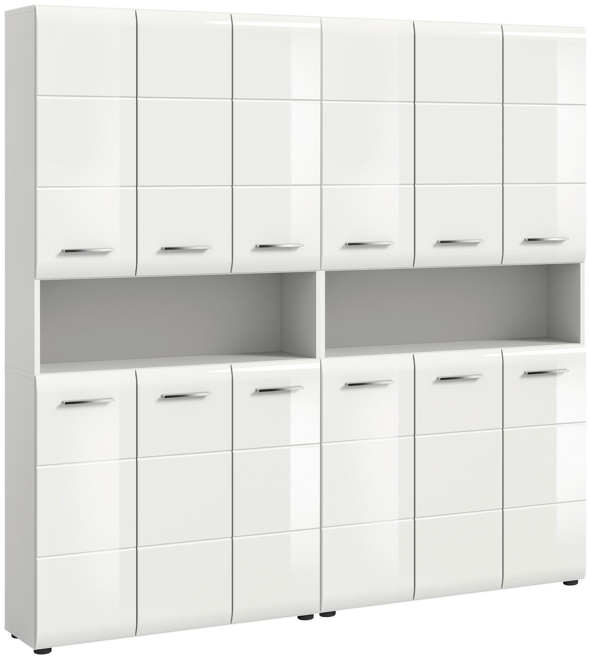 Hochschrank Ice Weiß/weiß Hg B: 180 Cm - Weiß Hochglanz/Schwarz, MODERN, Holzwerkstoff (180/185/30cm) - MID.YOU