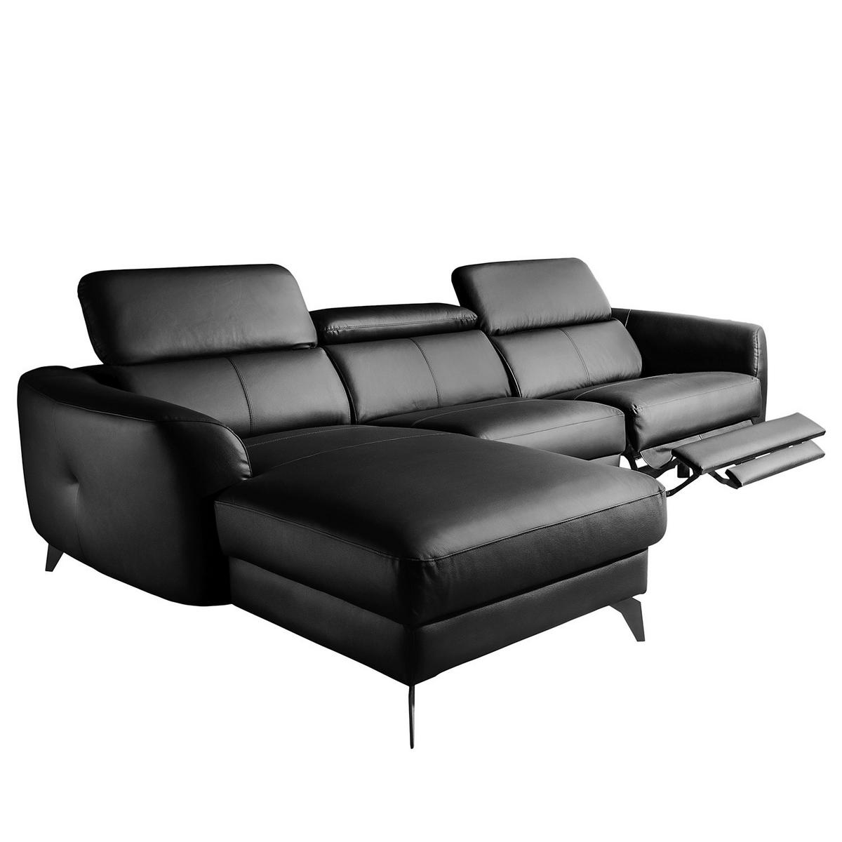 Ecksofa Berne Schwarz S: 183x261 Cm - Schwarz, Design, Leder/Textil (183/261cm) - Livetastic