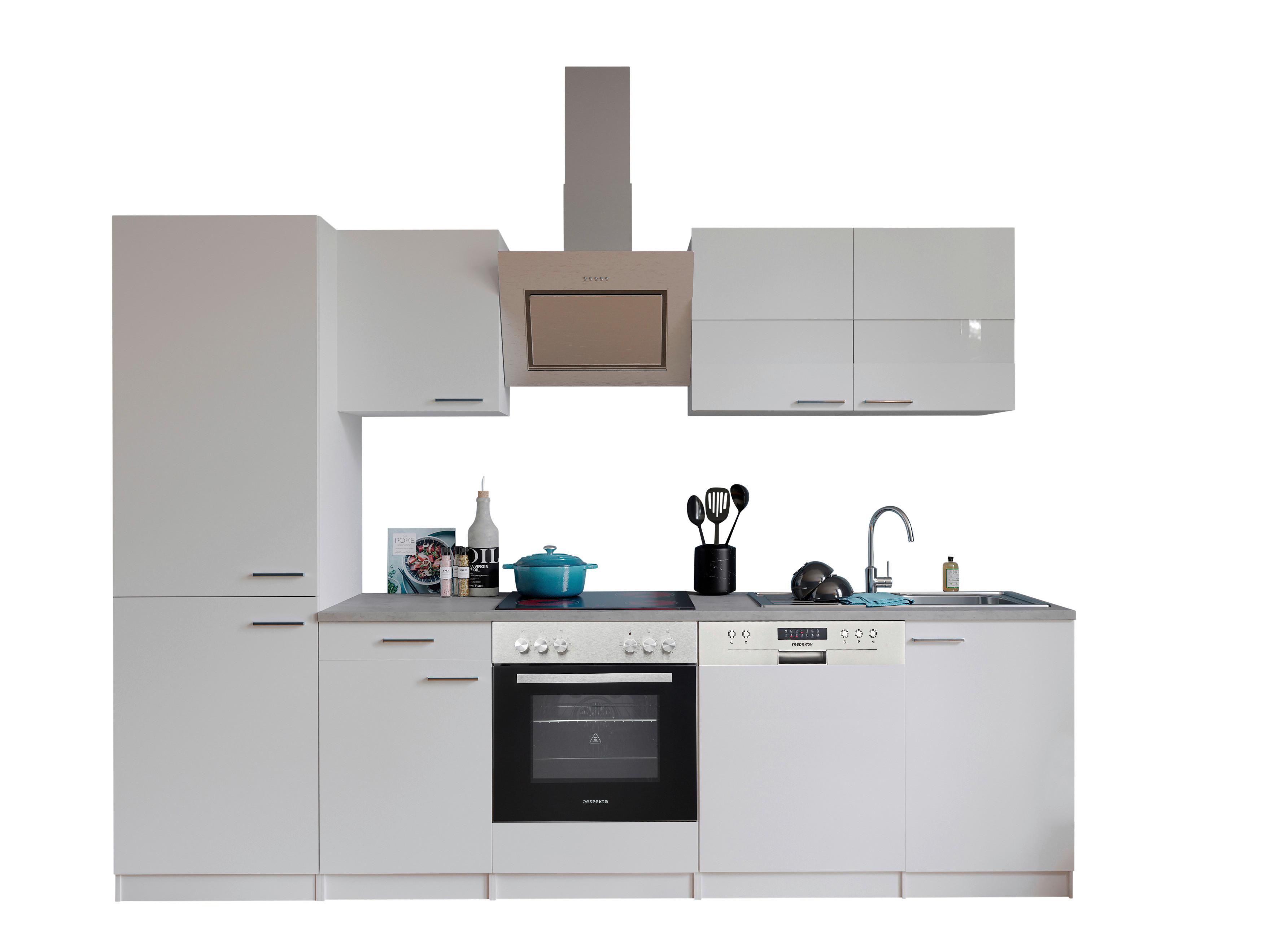 Küchenblock Malia Küchenblock 280 cm - Graphitfarben/Weiß, Basics, Holzwerkstoff (280cm) - Respekta