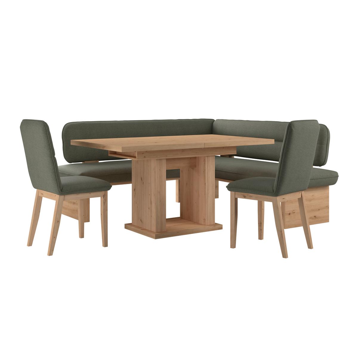 Eckbank Beluna Ii Webstoff Grün, B: 212cm - Eichefarben/Grün, KONVENTIONELL, Holz/Textil (212/170cm) - James Wood