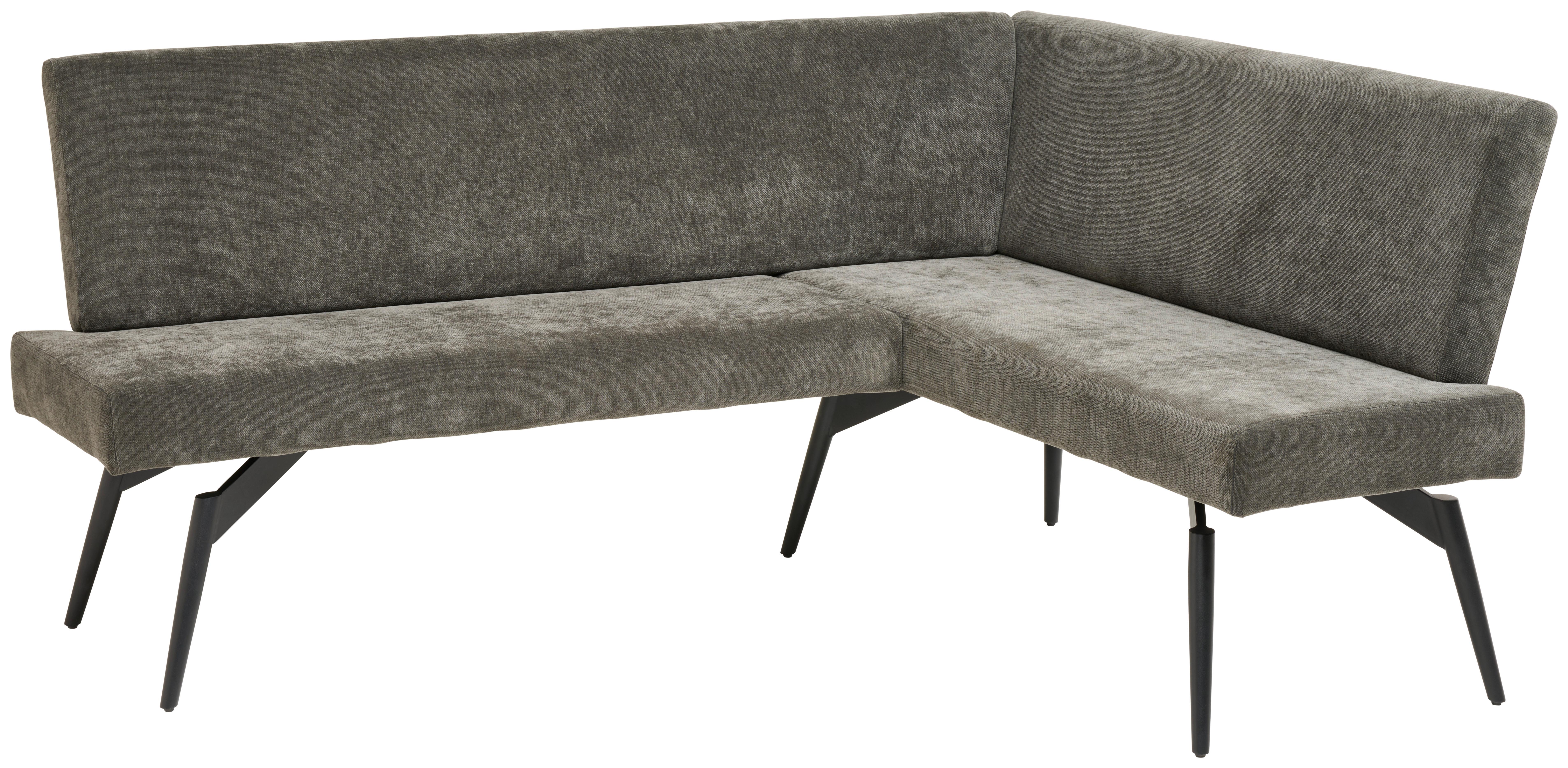 Eckbank Tinos Dunkelgrau, S: 190x150 cm - Dunkelgrau/Schwarz, KONVENTIONELL, Textil/Metall (190/150cm) - MID.YOU