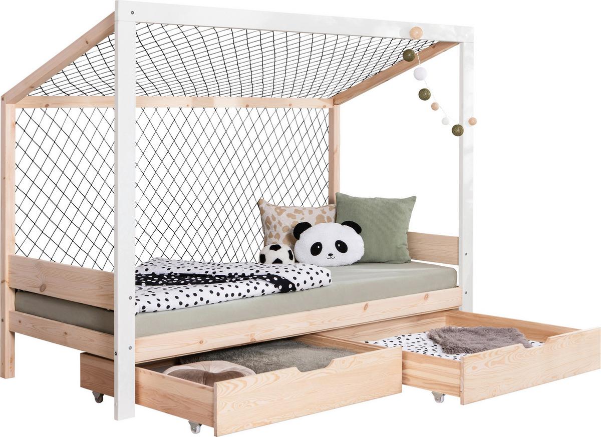 Bodenbett Mit Matratze 90x200 Cm Naturfarben/weiß - Naturfarben/Weiß, MODERN, Holz/Textil (90/200cm) - MID.YOU