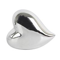 Dekofigur Herz H: 8,3 cm Porzellan für Indoor - Silberfarben, KONVENTIONELL, Keramik (10/5,5/8,3cm) - Ondega