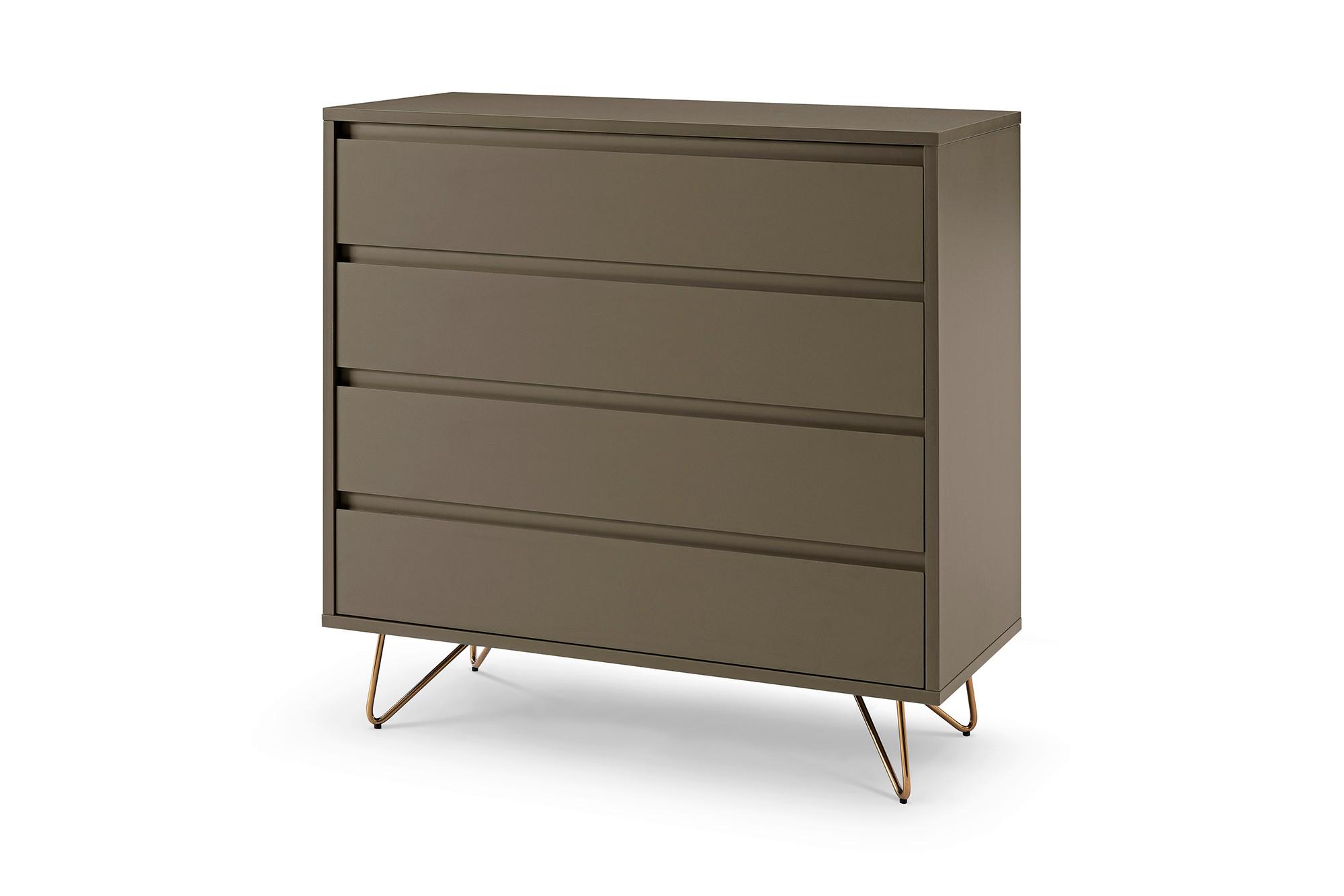 Kommode Grau B: 90cm - Messingfarben/Grau, Design, Holzwerkstoff (90/90/40cm) - Livetastic