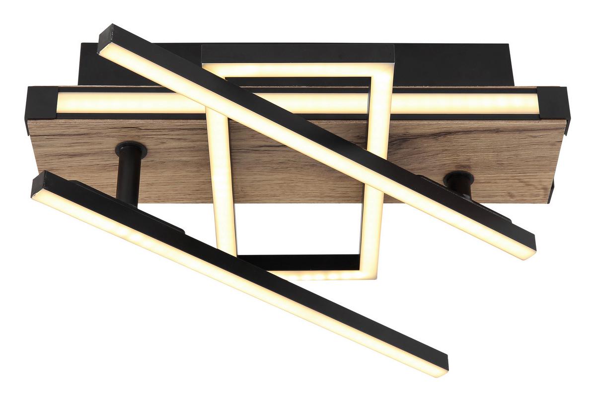 LED-Deckenleuchte 67299d2 - Dunkelbraun/Opal, Design, Holzwerkstoff/Kunststoff (68/46/12cm) - Globo