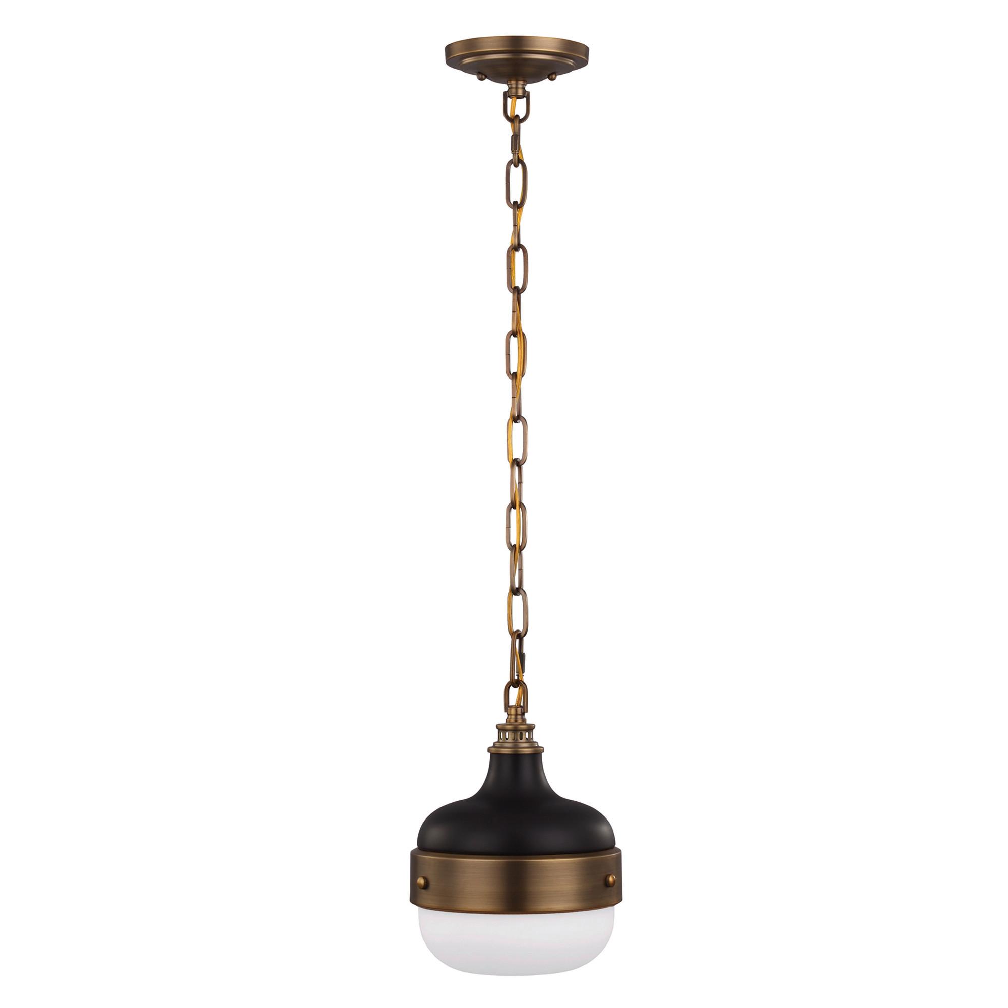 Hängeleuchte Fe-Cadence-1p-Mb - Messingfarben/Schwarz, KONVENTIONELL, Glas/Metall (20.3/43.2cm) - Elstead Lighting