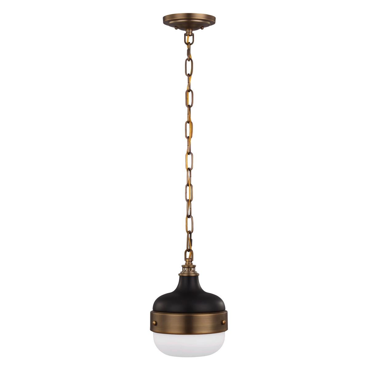 Hängeleuchte Fe-Cadence-1p-Mb - Messingfarben/Schwarz, KONVENTIONELL, Glas/Metall (20.3/43.2cm) - Elstead Lighting