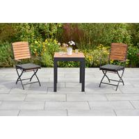 Gartentischgruppe 3tlg. Set Inkl. Sitzkissen - Graphitfarben/Naturfarben, KONVENTIONELL, Holz/Textil - Gardenson