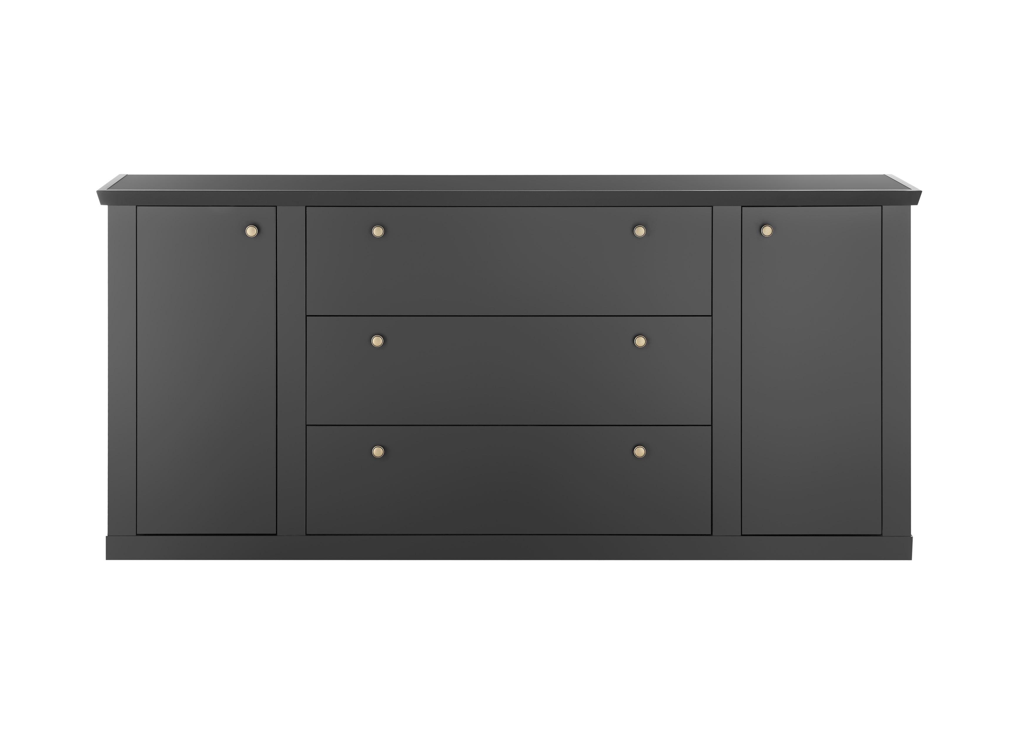 Sideboard Lincoln Schwarz/Eichefarben B: 205cm - Eichefarben/Schwarz, Design, Holzwerkstoff (205/92/42cm) - MID.YOU