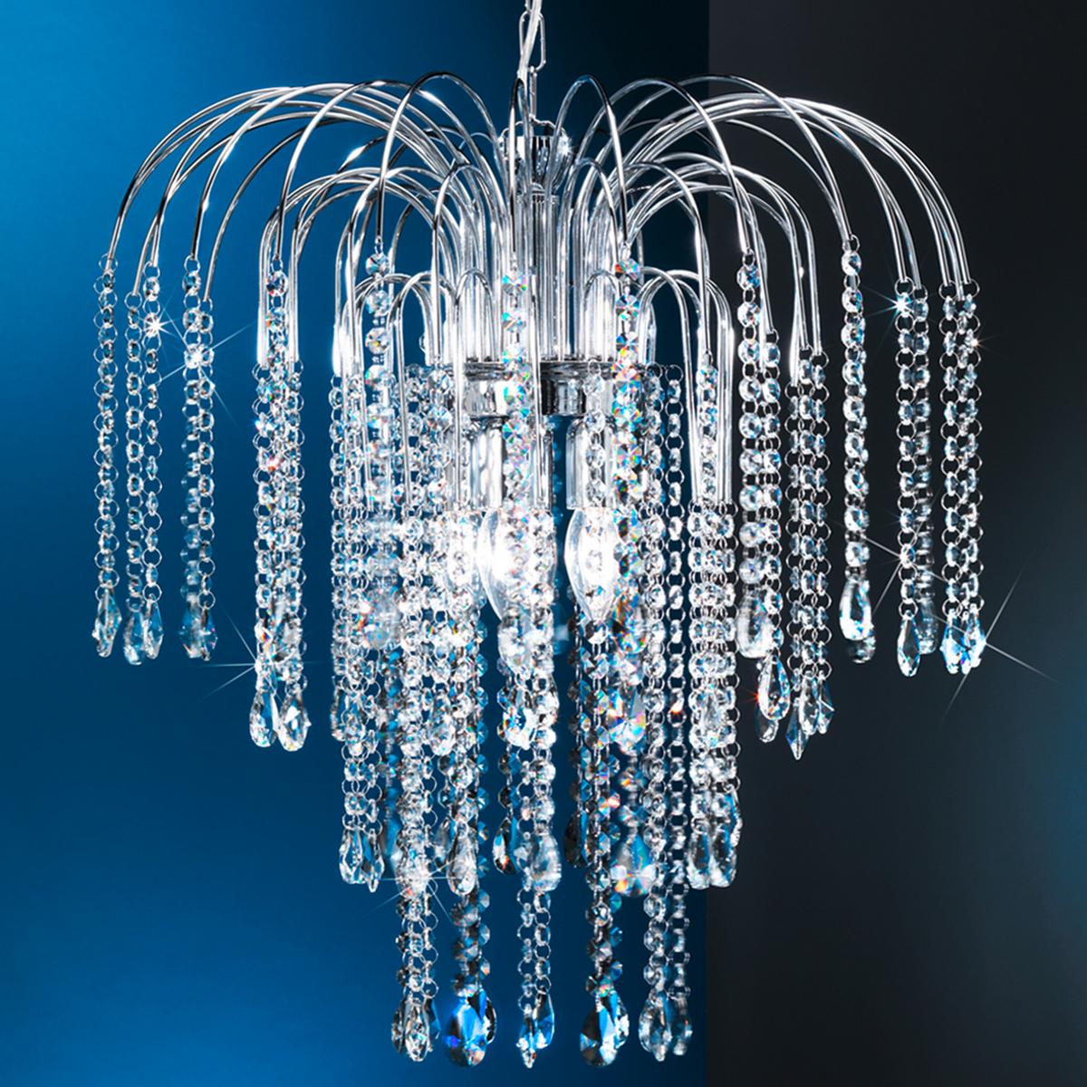 Kristall-Hängeleuchte 4698/G - Chromfarben, KONVENTIONELL, Glas/Metall (50/110cm)