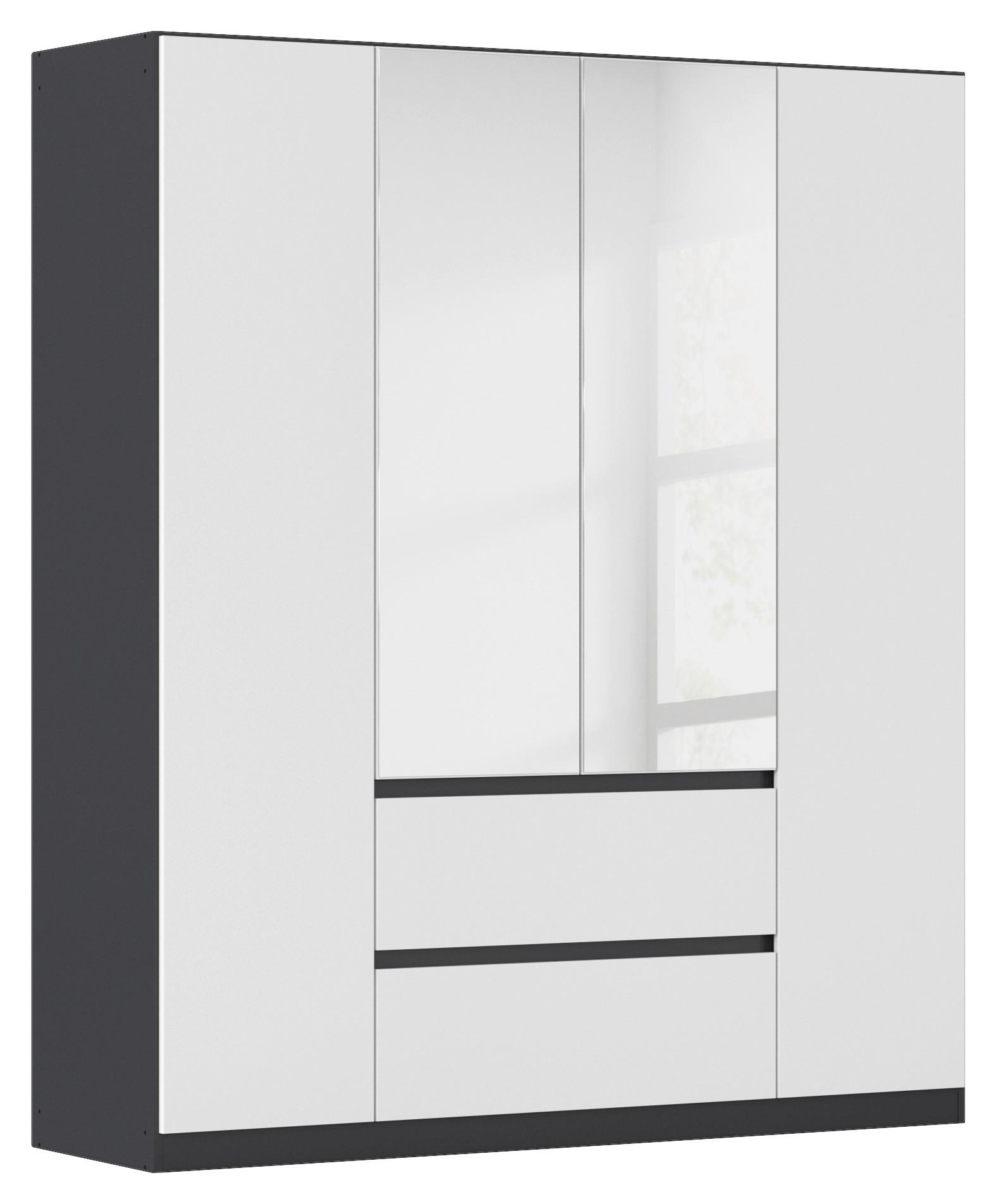 Drehtürenschrank Mit Spiegel 181 Cm Mainz, Grau/weiß