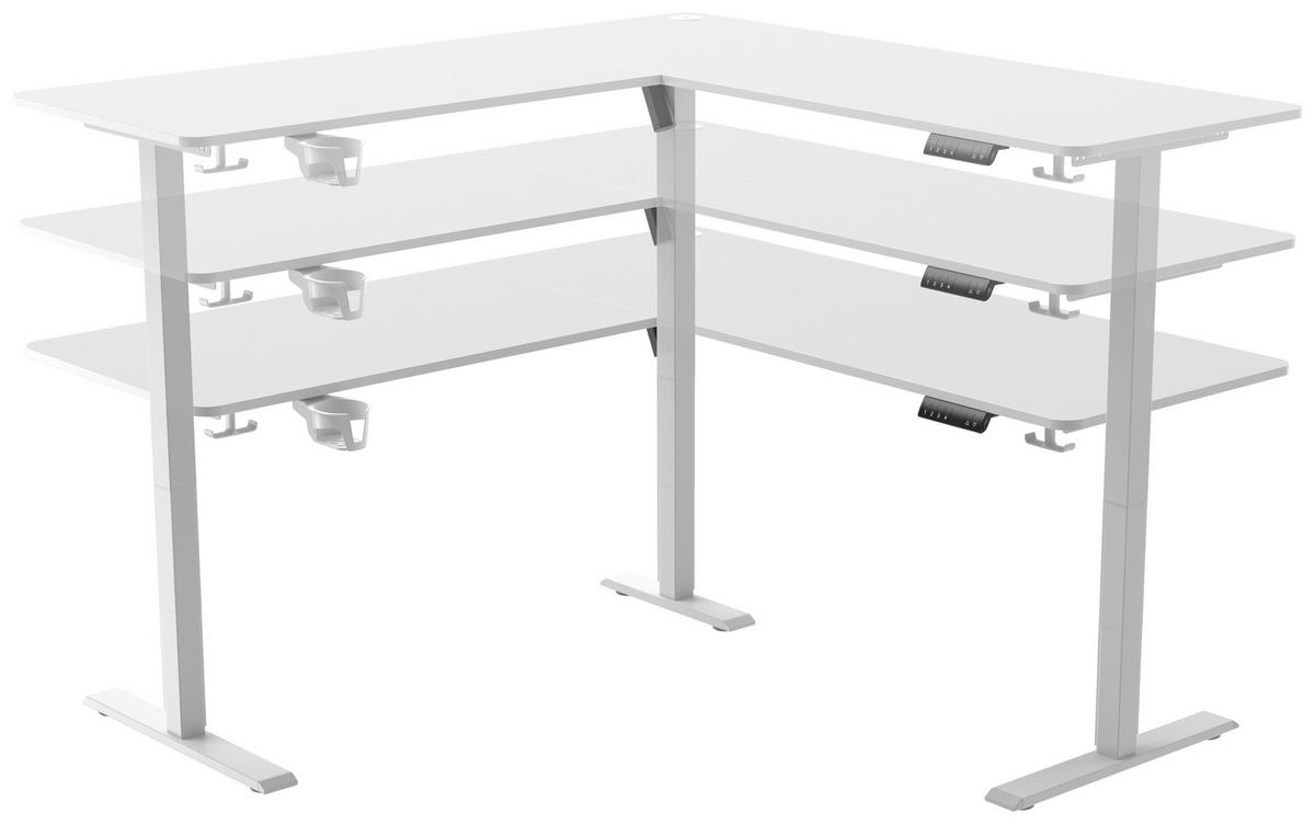 Eckschreibtisch Nimi Weiß L: 160cm - Weiß, MODERN, Holzwerkstoff/Kunststoff (160/140/72-117cm) - Livetastic