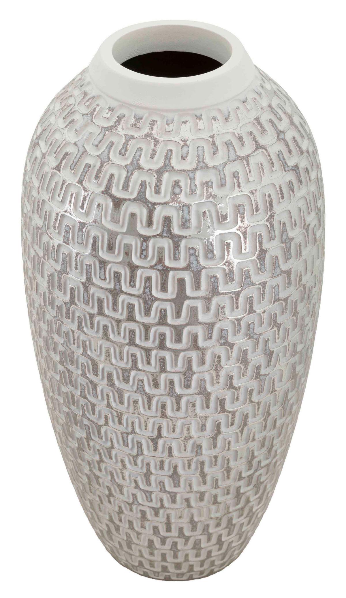 Vase Wave Weiß, Goldfarben B: 21 Cm - Goldfarben/Weiß, Basics, Kunststoff (21  /43/21cm)