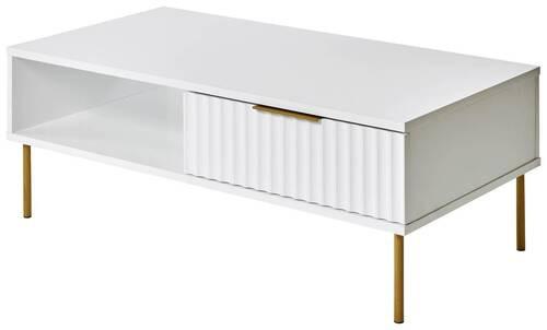 Couchtisch Carve Coffee Sk - Goldfarben/Weiß, MODERN, Holzwerkstoff/Metall (108/55/39cm) - Livetastic