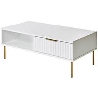 Couchtisch Carve Coffee Sk - Goldfarben/Weiß, MODERN, Holzwerkstoff/Metall (108/55/39cm) - Livetastic