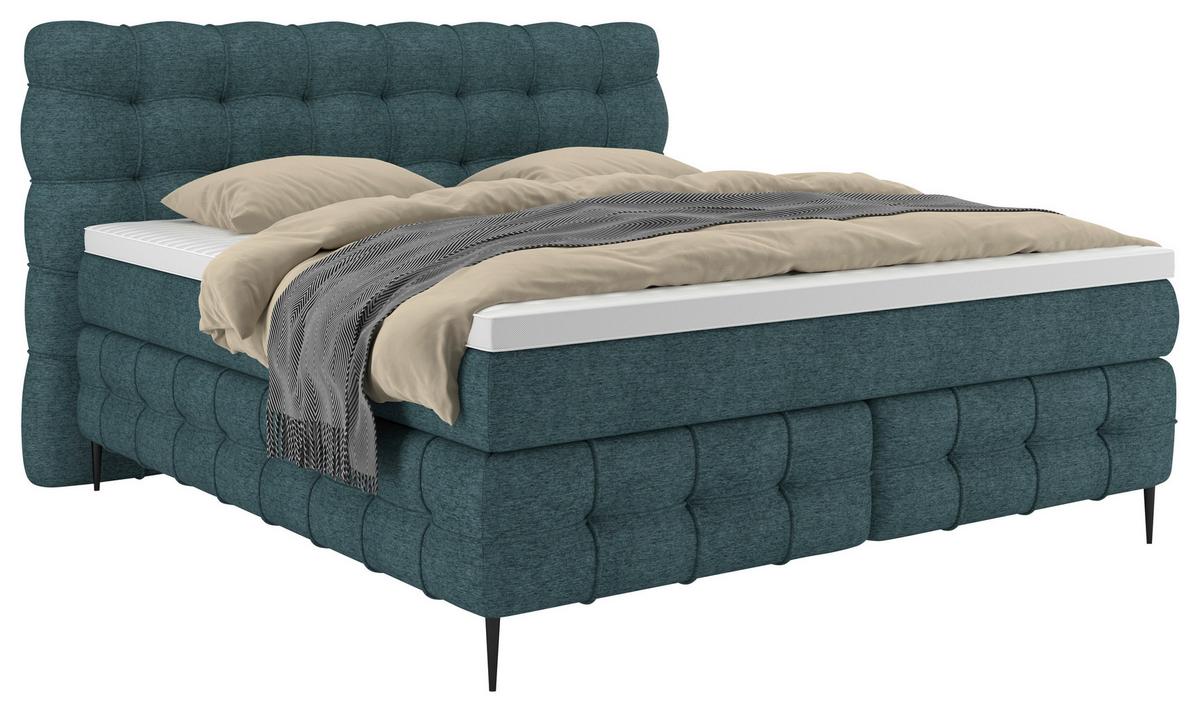 Boxspring- Ágy Scarlett 180/200cm - türkiz, Konventionell, faalapú anyag/textil (180/200cm)