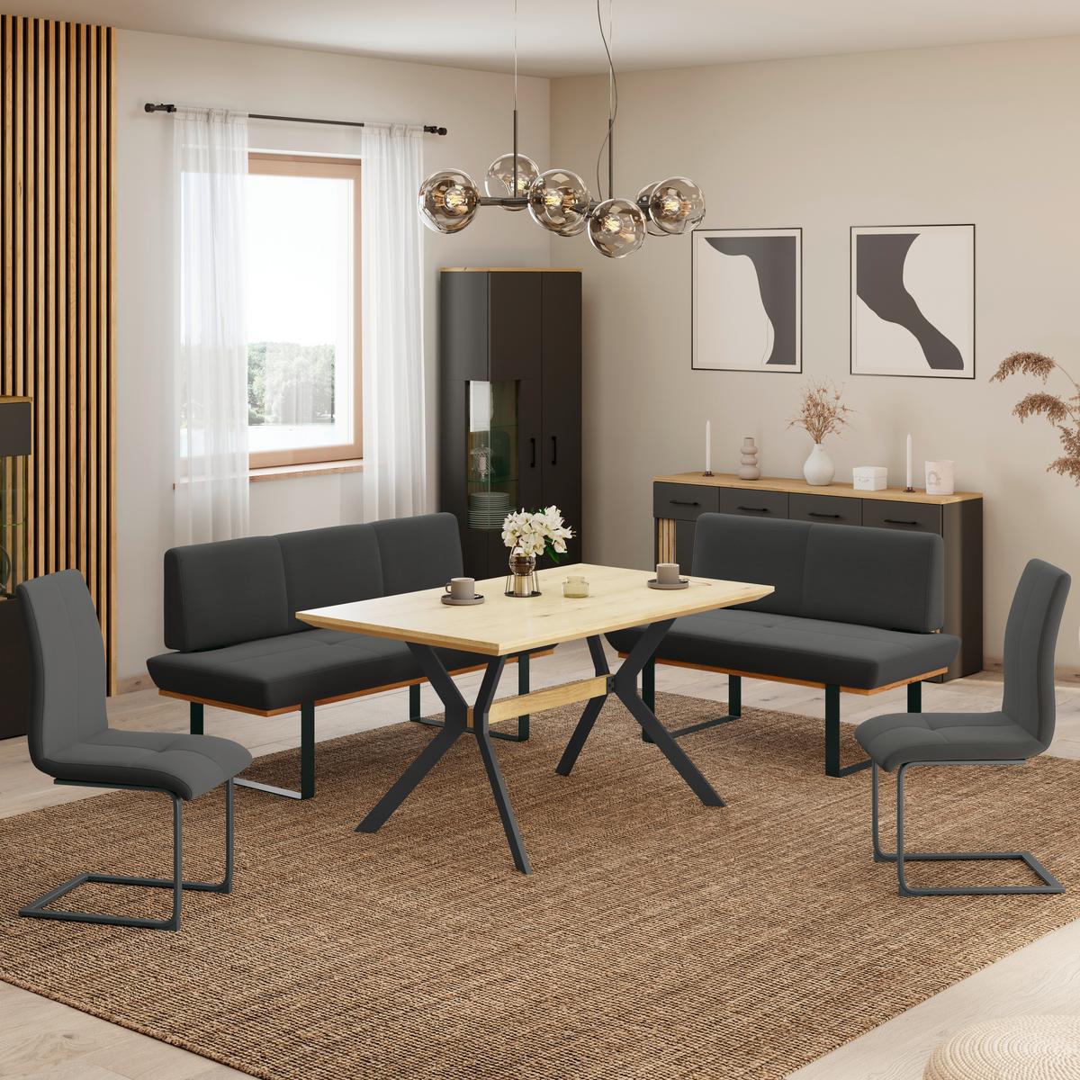 Schwingstuhl Tristan Webstoff anthrazit, B: 41cm - Anthrazit/Schwarz, MODERN, Holz/Textil (41/102/58cm) - James Wood