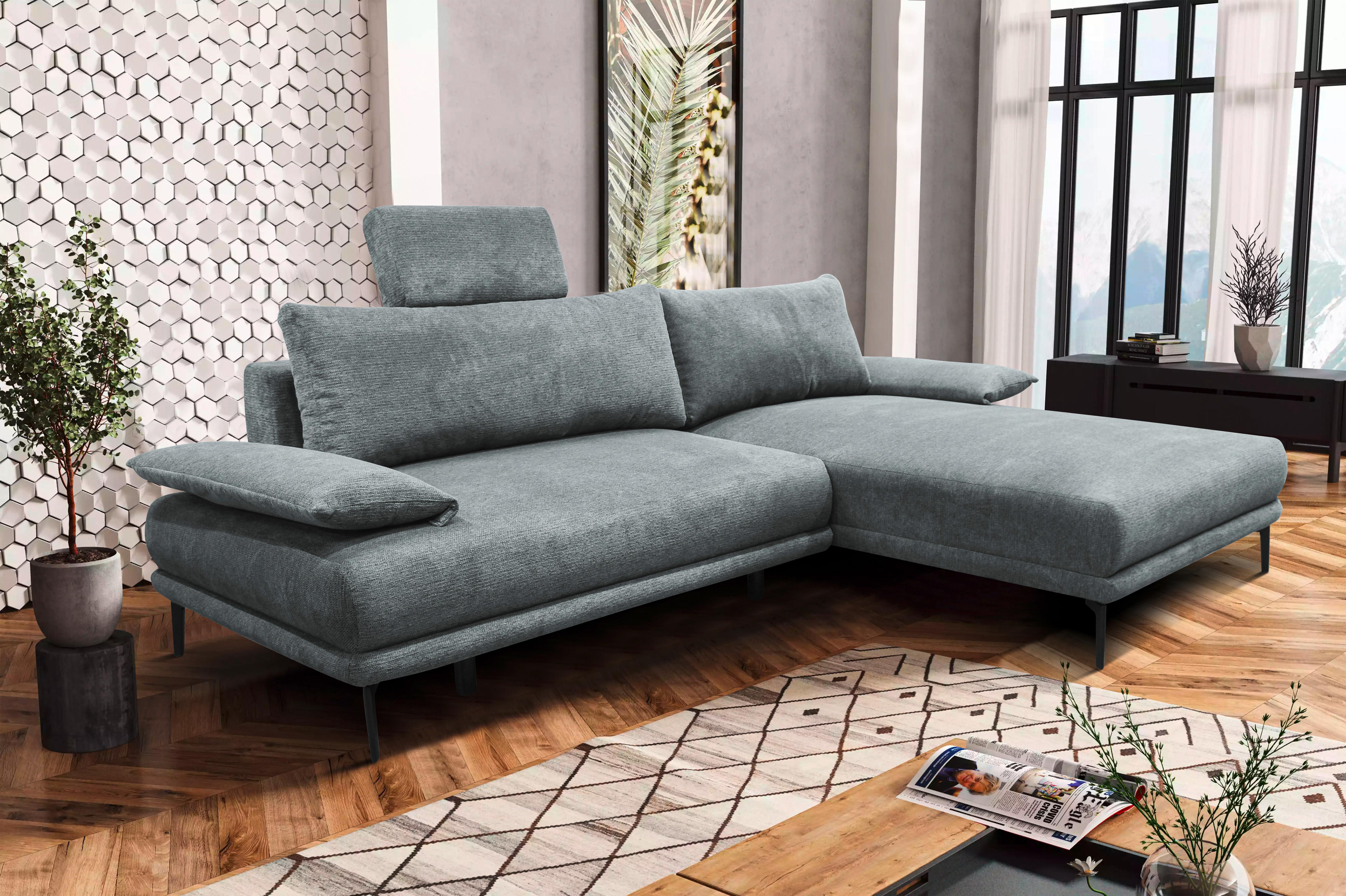 Ecksofa Mit Bettkasten Lagacy 260x192 Cm Webstoff Grau - Schwarz/Grau, Design, Textil (260/192cm) - MID.YOU