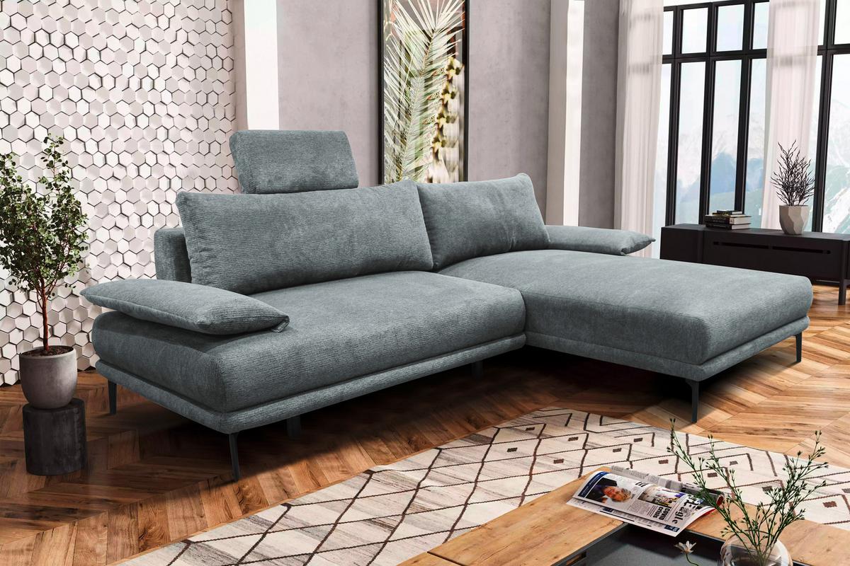 Ecksofa mit Bettkasten Lagacy 260x192 cm Webstoff Grau - Schwarz/Grau, Design, Textil (260/192cm) - MID.YOU