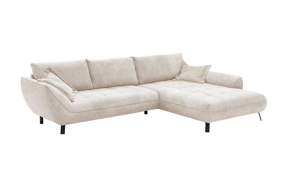 Ecksofa Biarritz, Beige Schenkel: 324x204 cm - Beige/Schwarz, Design, Textil (324/205cm) - Livetastic
