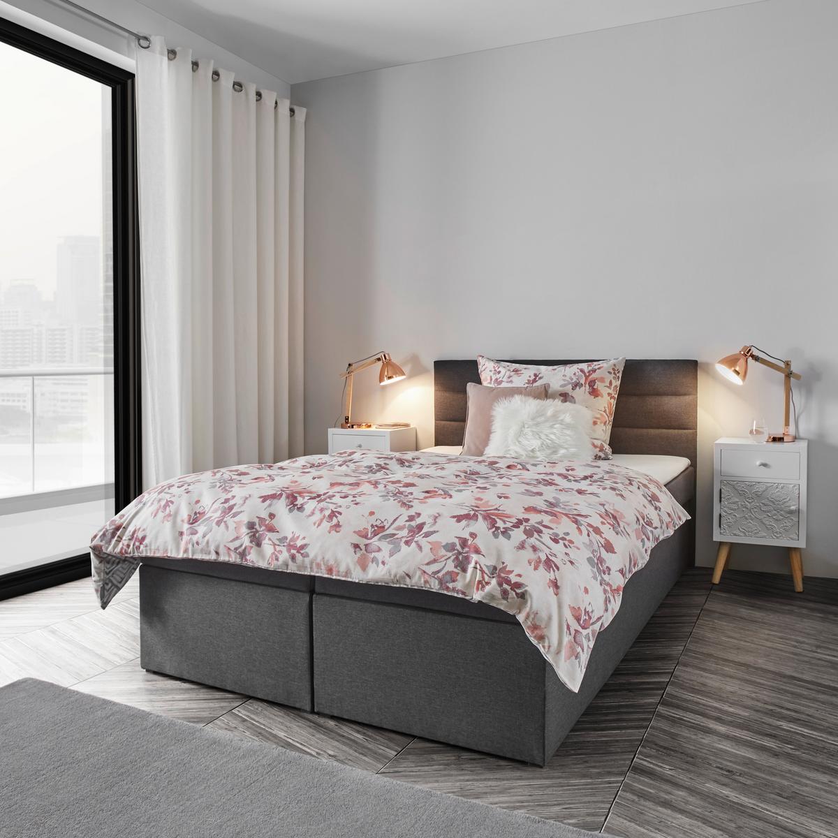Manželská boxspring posteľ Lisa, 140x200, sivá - čierna/tmavosivá, Modern, drevo/kompozitné drevo (140/200cm) - Bessagi Home