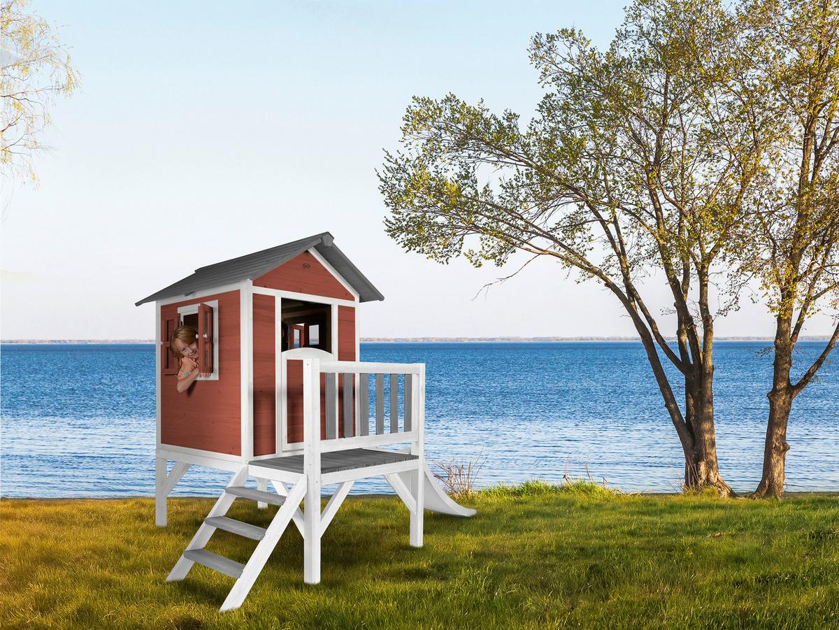 Spielhaus C050.002.95 - Rot/Weiß, KONVENTIONELL, Holz/Kunststoff (240/189/167cm) - Ambia Garden