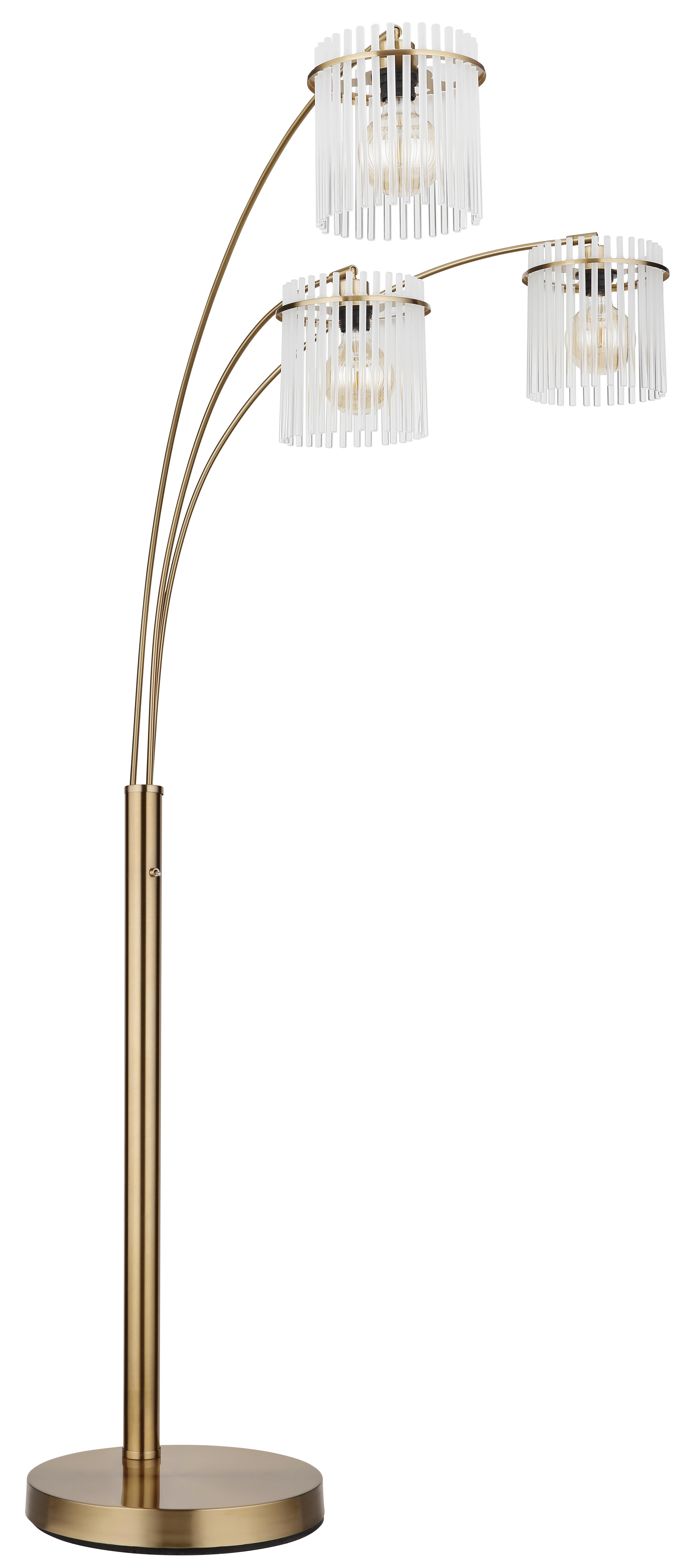 Stehleuchte Gorley ca. 100x160x180 cm - Klar/Goldfarben, Trend, Glas/Kunststoff (100/160/180cm) - Globo