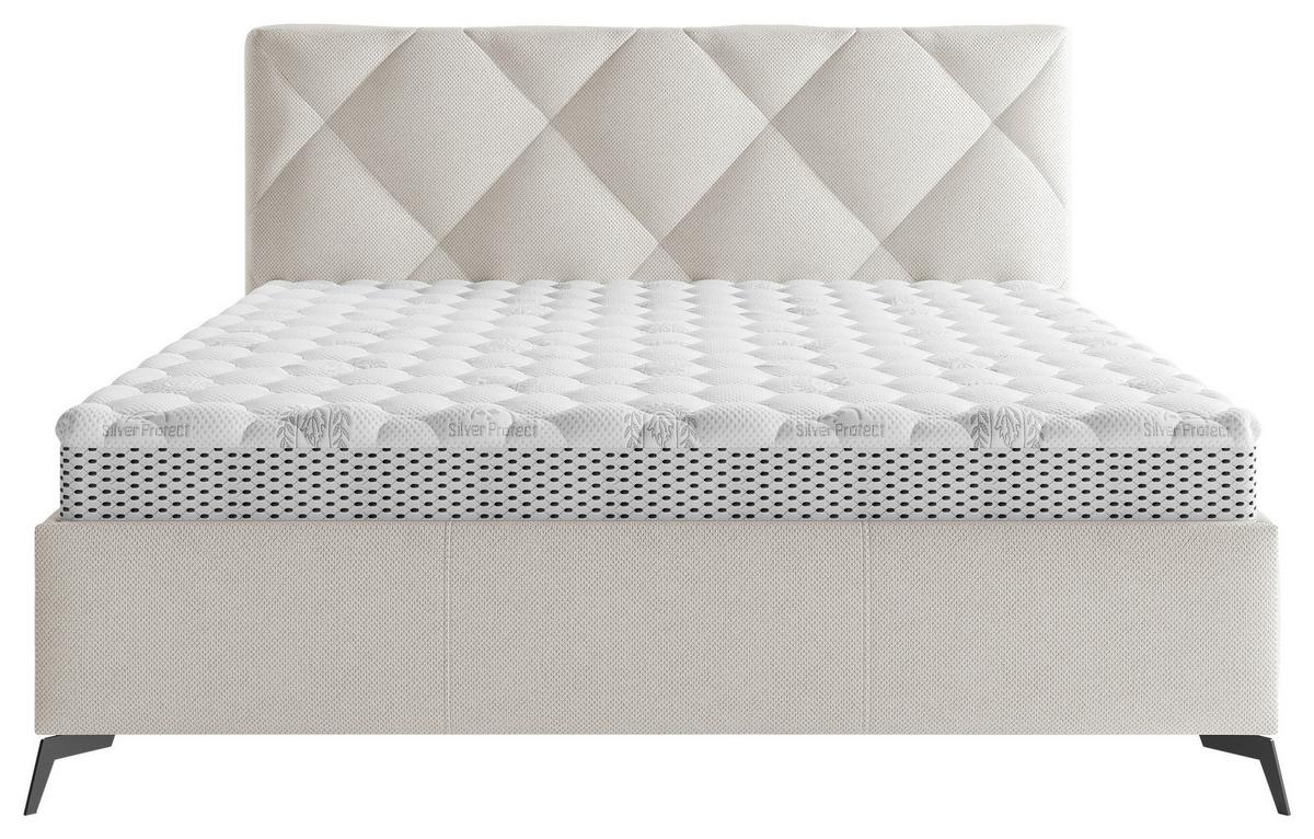 Čalúnená posteľ BIANCO 180x200, krémová - čierna/bronzová, Modern, kov/drevo (180/200cm)