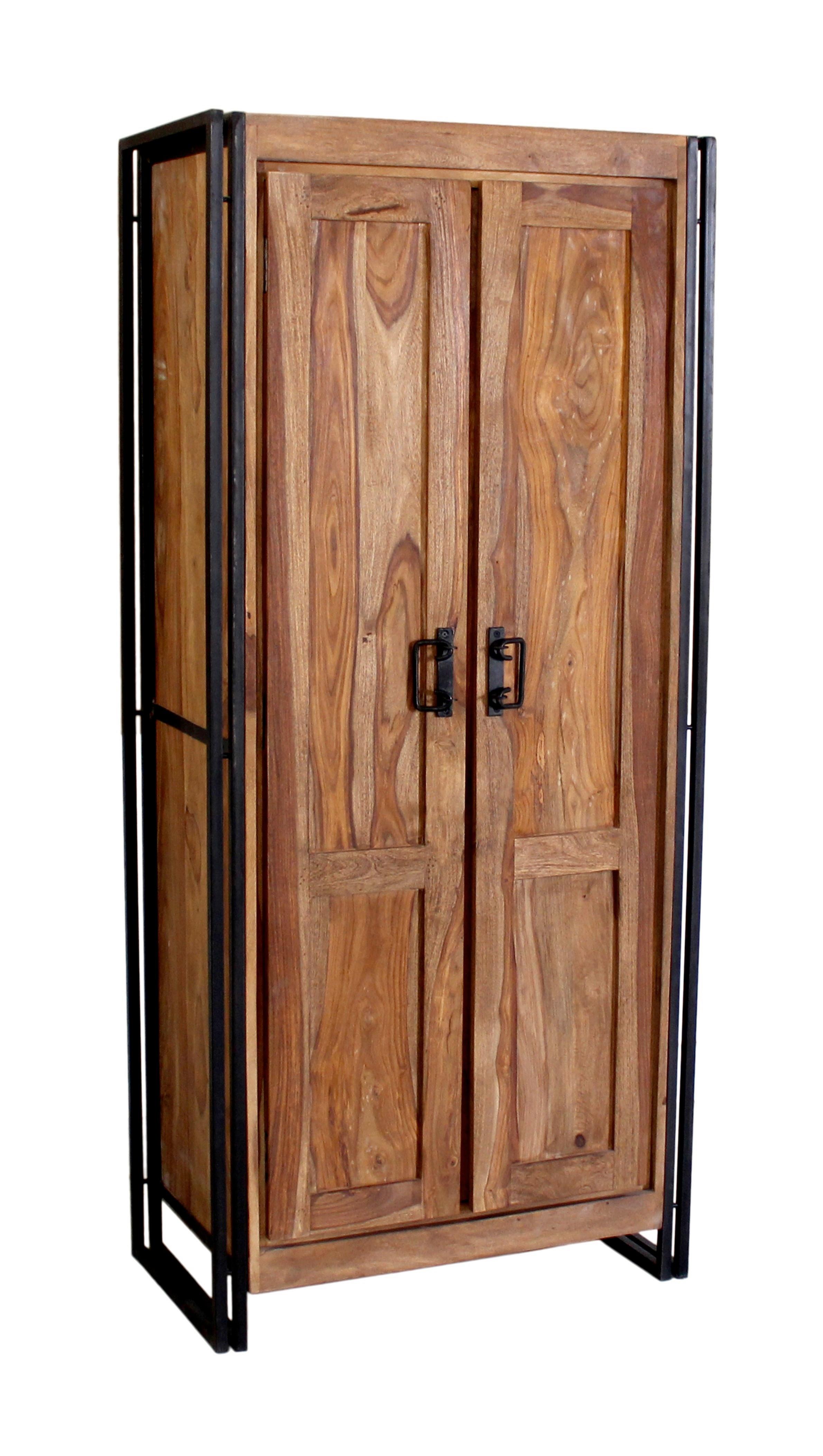 GARDEROBENSCHRANK Naturfarben/Schwarz B: 80cm - Schwarz/Naturfarben, Design, Holz/Metall (80/180/45cm) - MID.YOU