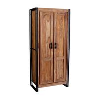 GARDEROBENSCHRANK Naturfarben/Schwarz B: 80cm - Schwarz/Naturfarben, Design, Holz/Metall (80/180/45cm) - MID.YOU