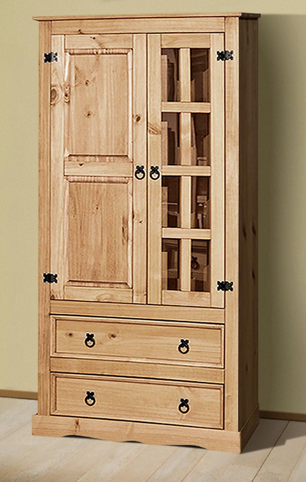 Vitrine Naturfarben, Honig B: 100cm - Klar/Naturfarben, Natur, Glas/Holz (100/190/41cm) - Livetastic