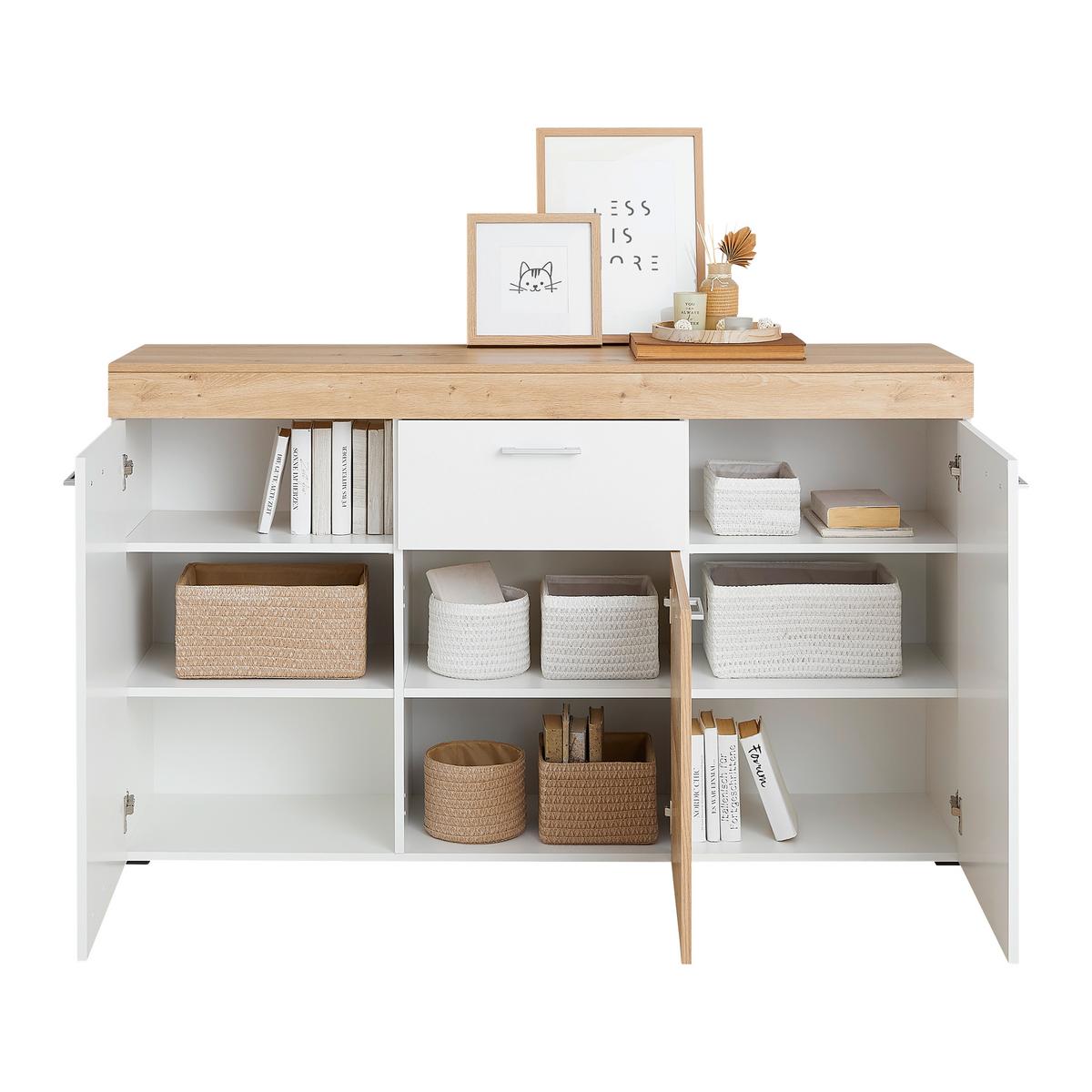 ŠIROKÁ KOMODA VALENCIA - barvy chromu, Moderní, kompozitní dřevo/plast (150/89,1/40cm)